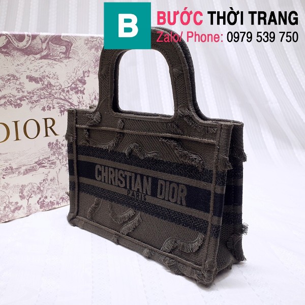 Túi xách Dior Book Tote mini siêu cấp chất liệu vải casvan màu 5 size 23cm