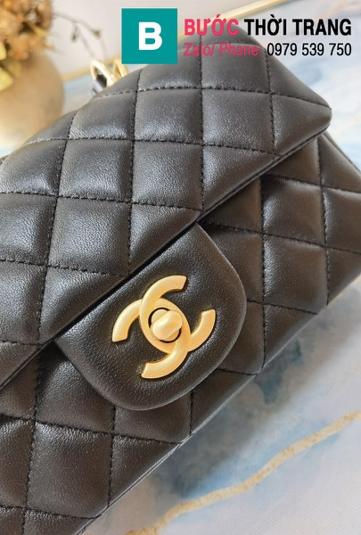 Túi xách Chanel siêu cấp mẫu mới 2021 da bê màu đen size 20 cm