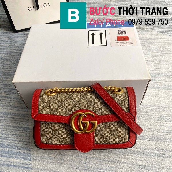 Túi xách Gucci Marmont matelasé mini bag siêu cấp viền đỏ size 22cm - 446744