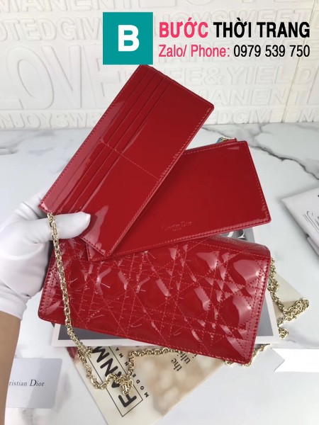 Túi ví Dior mẫu mới siêu cấp da bê bóng màu đỏ size 22cm