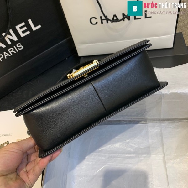 Túi xách Chanel boy siêu cấp da trăn màu đen trắng size 25 cm - A67086