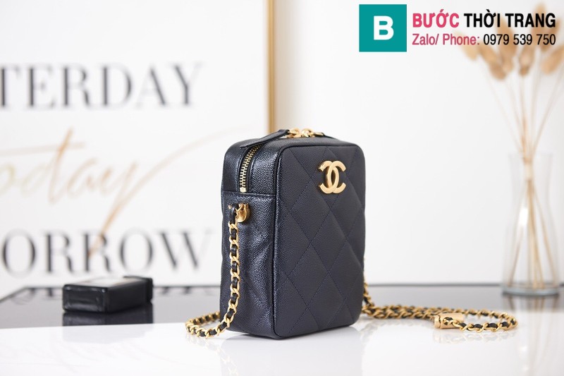 Túi xách Chanel Mini Camara Case siêu cấp da bê màu đen size 12cm - AS2857