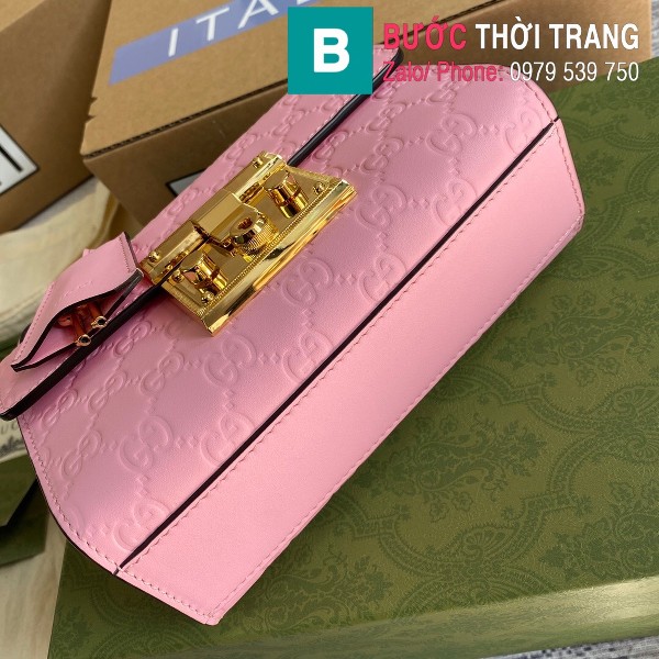 Túi xách Gucci Padlock small GG shoulder siêu cấp màu hồng size 20 cm - 409487