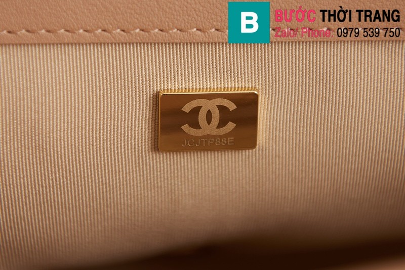 Túi xách Chanel Classic Handbag siêu cấp da bê màu nude size 24cm - AS2842
