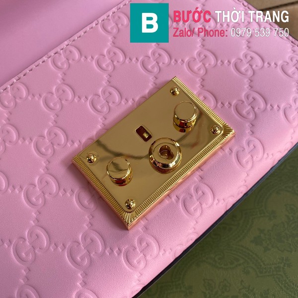 Túi xách Gucci Padlock small GG shoulder siêu cấp màu hồng size 20 cm - 409487