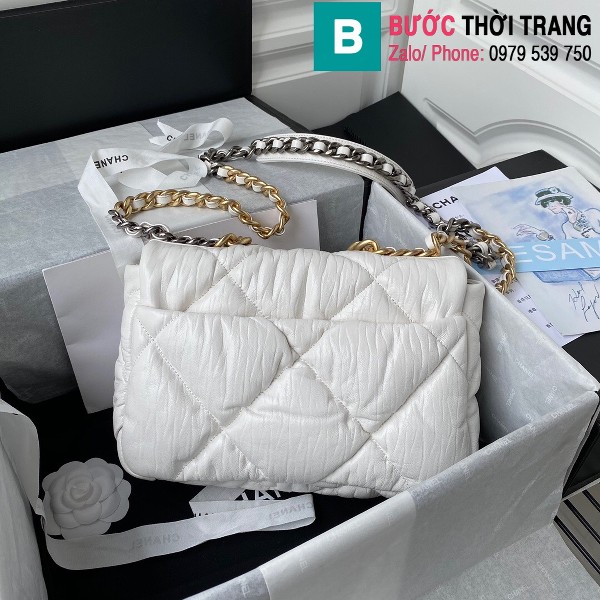 Túi xách Chanel 19 bag siêu cấp da cừu màu trắng size 26cm 