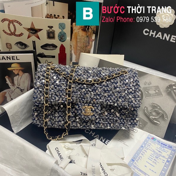 Túi xách Chanel Classic Flap bag siêu cấp da bê màu 1 size 25.5cm - 1112