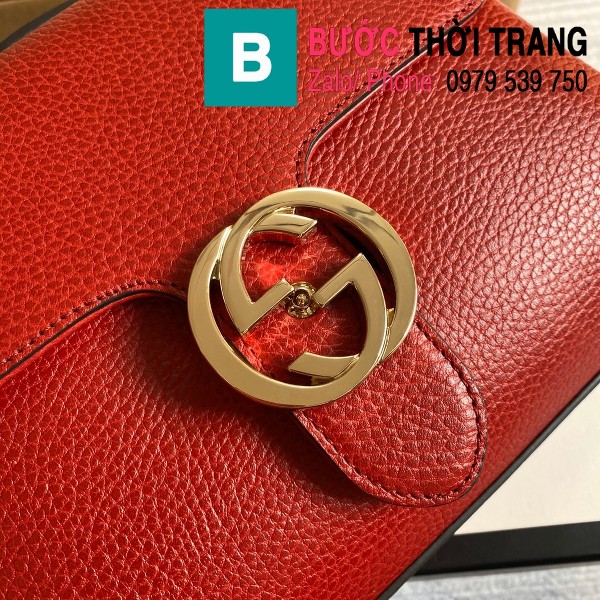 Túi xách Gucci Interlocking Leather Chain Crossbody Bag siêu cấp màu đỏ size 25cm - 510302