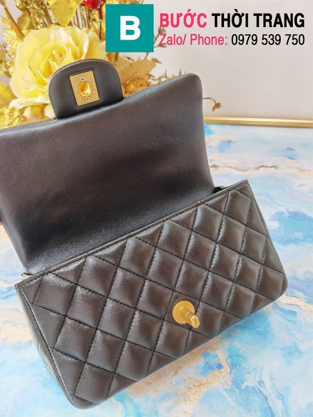 Túi xách Chanel siêu cấp mẫu mới 2021 da bê màu đen size 20 cm