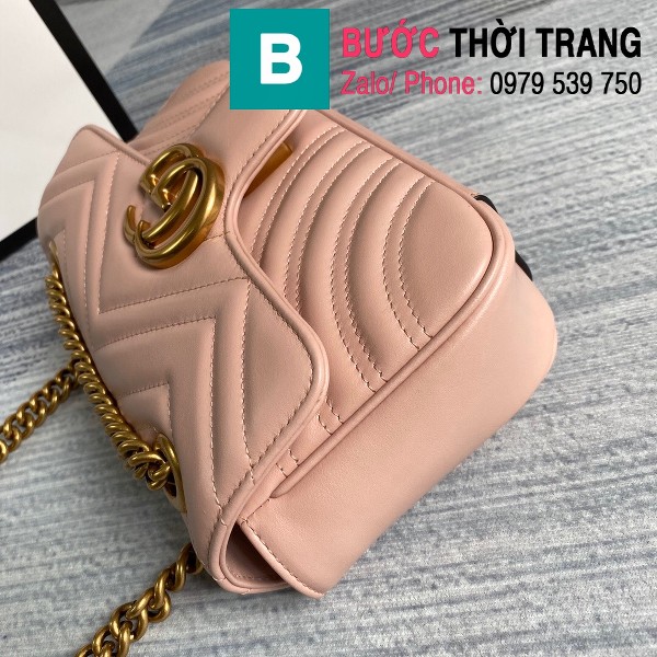 Túi xách Gucci Marmont matelasé mini bag siêu cấp màu hồng size 22cm - 446744