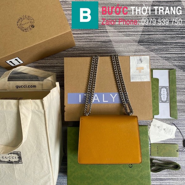 Túi xách Gucci Dionysus mini leather chain Bag siêu cấp da bê màu trắng vàng size 20cm - 421970