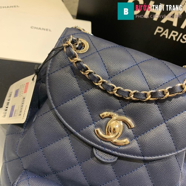 Túi xách Chanel duma backpack màu xanh đen size 21.5 cm - AS 1371