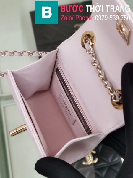 Túi xách Chanel Small Trendy CC siêu cấp da cừu màu hồng nhạt size 11 cm - A81633Y