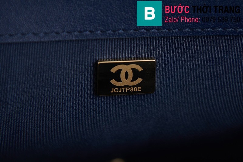 Túi xách Chanel Classic Handbag siêu cấp da bê màu xanh size 24cm - AS2842 