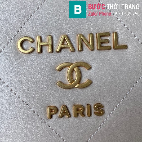 Túi xách Chanel bowling siêu cấp da bê cỡ nhỏ màu hồng nhạt size 22.3cm - AS2749 
