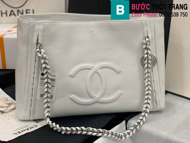 Túi xách Chanel tote bag siêu cấp da cừu màu trắng size 42cm - AS8473 