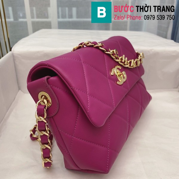 Túi xách Chanel Small Flap bag siêu cấp da cừu màu tím size 23 cm - AS2299 