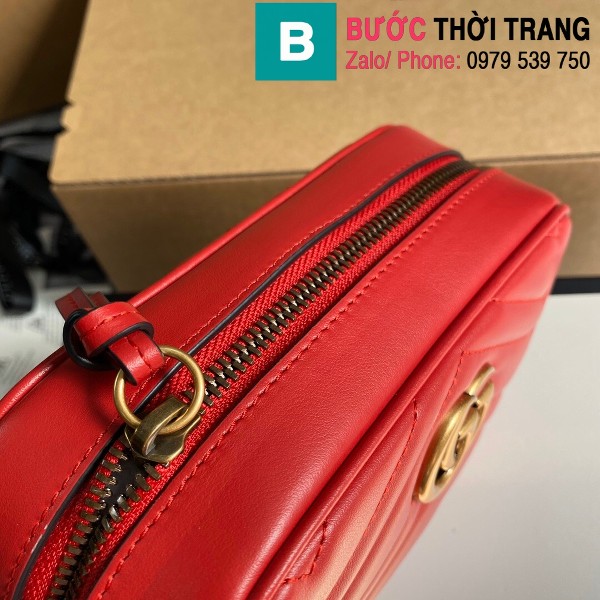 Túi xách Gucci Marmont matelassé mini bag siêu cấp màu đỏ size 18 cm - 448065