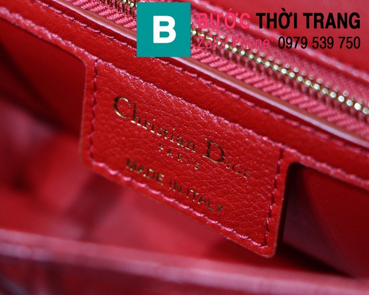 Túi xách Dior Caro siêu cấp da bò mềm màu đỏ size 20cm - M8016