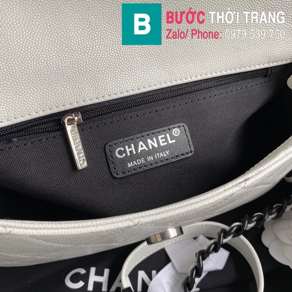 Túi xách Chanel Flap bag siêu cấp da bê màu trắng size 16.5 cm - AS2303