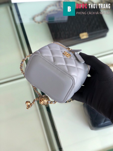 Túi xách Chanel Small vanity bag wich strap siêu cấp màu xanh nhạt size 11 cm - AP1147y
