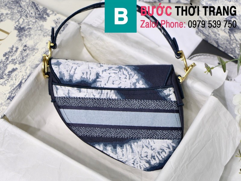 Túi xách Dior Saddle Bag siêu cấp chất liệu vải casvan màu xanh 1 size 25.5cm