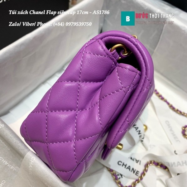 Túi Xách Chanel Flap Bag siêu cấp da cừu màu tím size 17cm- AS1786