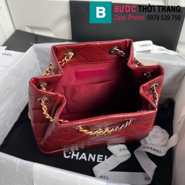 Túi xách Chanel Garbrielle siêu cấp da bê nhăn màu đỏ đô size 24 cm
