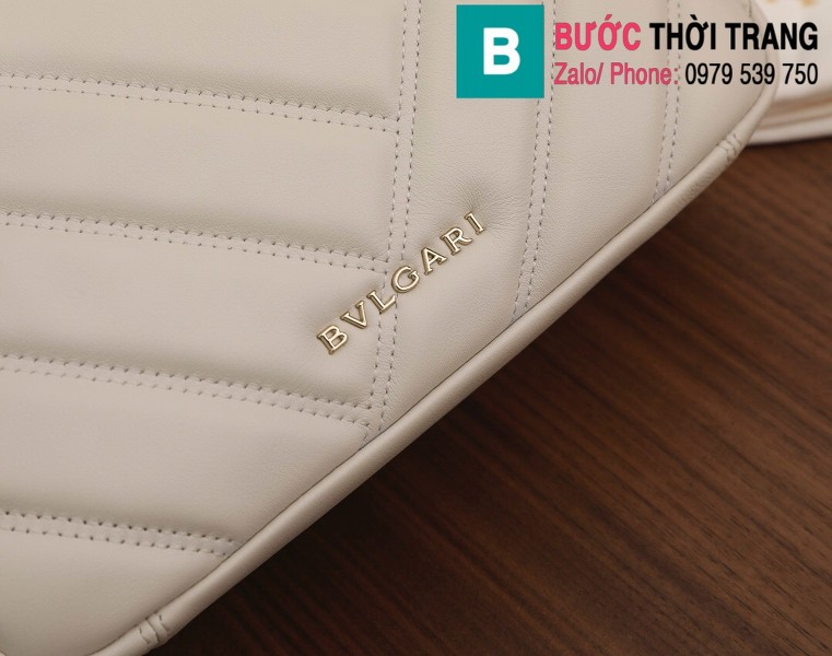  Túi xách Bvlgari Serventi Cabochon siêu cấp da bê màu trắng size 22.5cm 