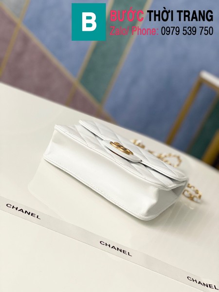 Túi xách tay Chanel mẫu mới siêu cấp da bê màu trắng size 18 cm - AS8817