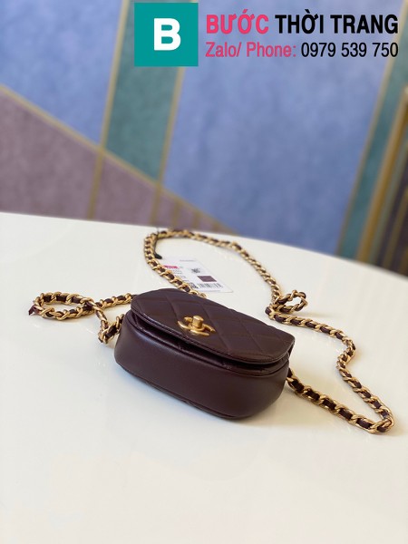Túi xách Chanel Clutch With Chain siêu cấp da bê màu đỏ thẫm size 11.5cm - AP2344 