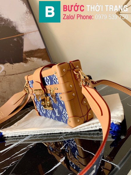 Túi xách LV Louis Vuitton Petite Malle siêu cấp Monogram viền màu xanh size 19cm - M57399