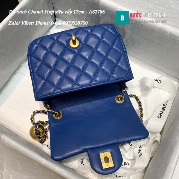 Túi Xách Chanel Flap Bag siêu cấp da cừu màu xanh blue size 17cm - AS1786 
