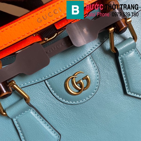 Túi xách Gucci Diana small tote bag siêu cấp da bê màu xanh lam sáng size 27cm - 660195