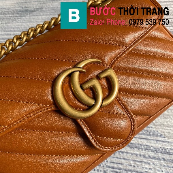 Túi xách Gucci Marmont matelasé mini bag siêu cấp màu đồng size 22cm - 446744