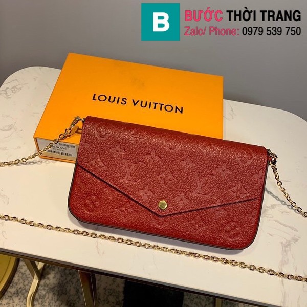 Túi LV Louis Vuitton Félicie Pochette siêu cấp da Monogram màu đỏ size 21cm - M64065