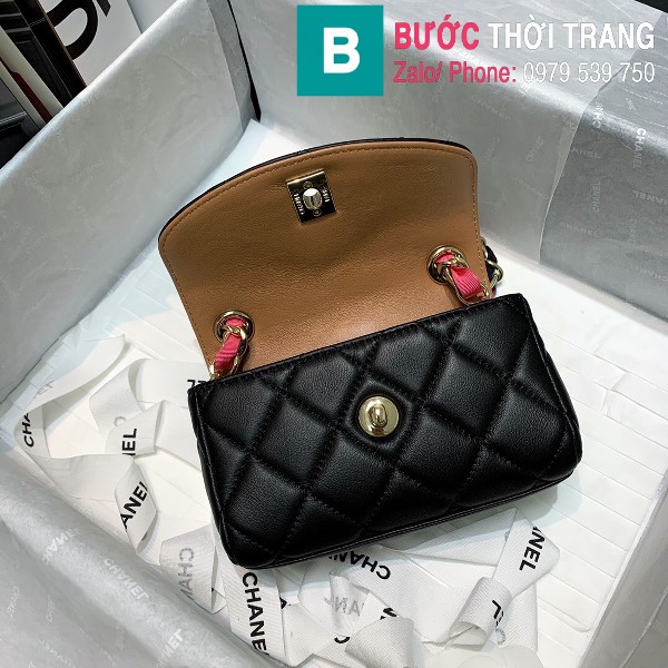 Túi đeo chéo Chanel Small Flap Bag siêu cấp da cừu màu đen size 15cm - 2369 