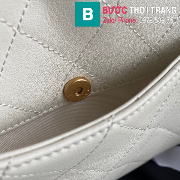 Túi xách Chanel 2020 Top Handle bag siêu cấp da bê màu trắng size 20 cm - AS2059