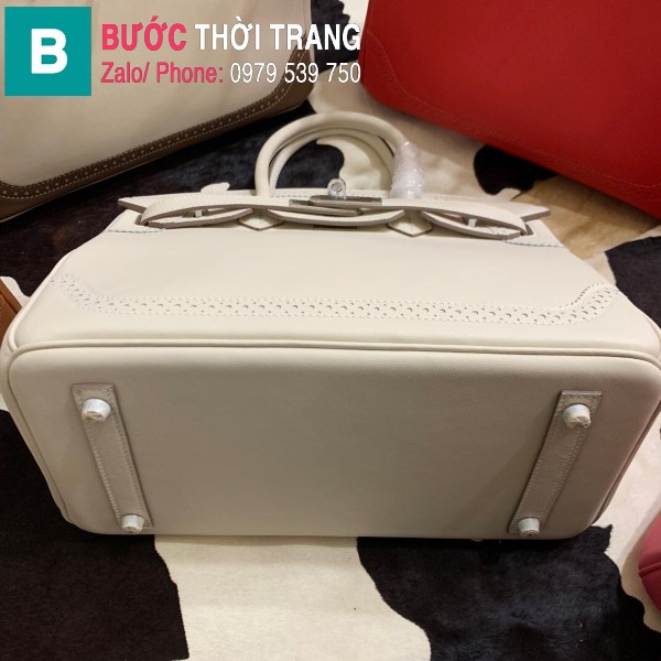  Túi xách Hermes Birkin siêu cấp da Togo màu trắng 3 size 30cm 