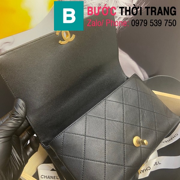 Túi nắp gập Chanel flap bag siêu cấp da bê màu đen size 24cm - AS2764 