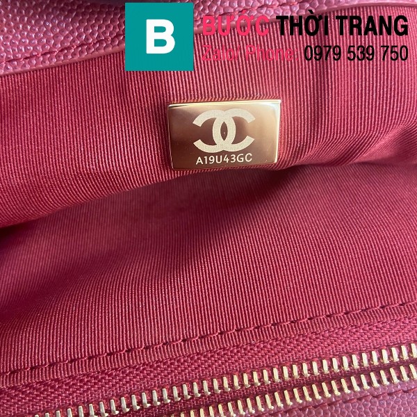 Túi nắp gập Chanel flap bag siêu cấp da bê màu đỏ đô size 24cm - AS2764