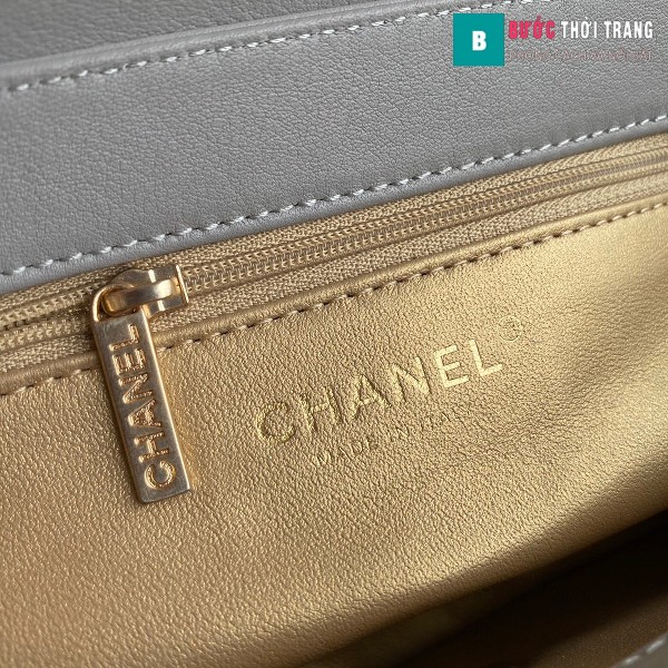 Túi xách Chanel Woke Classic Fap siêu cấp màu xám sáng da cừu size 21 cm - AS2052