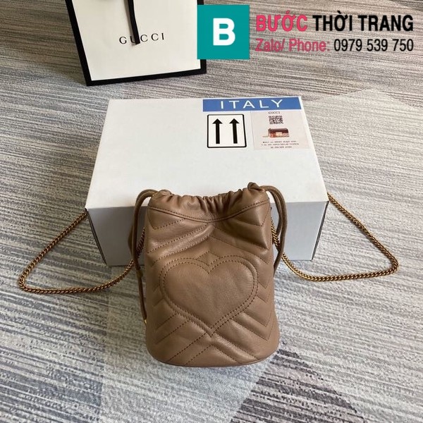 Túi xách Gucci  Marmont mini bucket bag siêu cấp màu nude size 17 cm - 575163