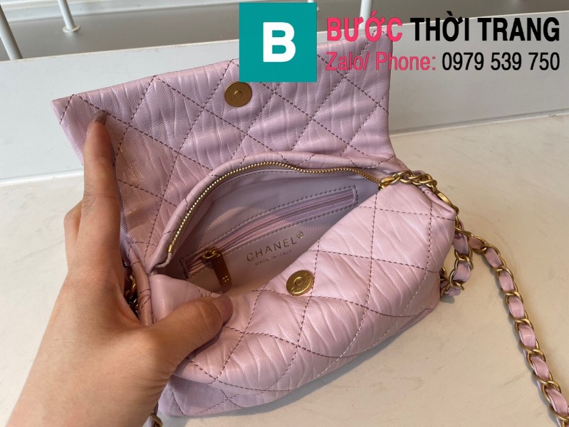 Túi xách Chanel Small Hobo Bag siêu cấp da cừu màu hồng size 19cm - AS2479 