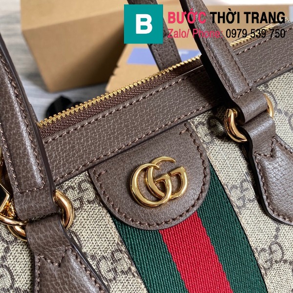 Túi xách Gucci Ophidia small GG tote bag siêu cấp màu be da nâu size 25 cm - 547551
