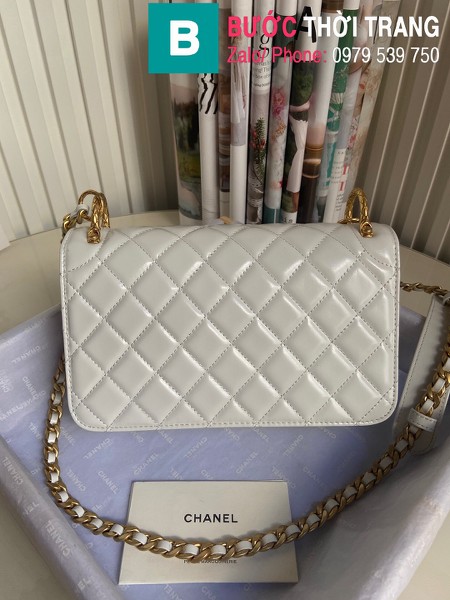Túi xách Chanel Calfskin Small Plap Bag siêu cấp da bê màu trắng size 23cm - AS2715