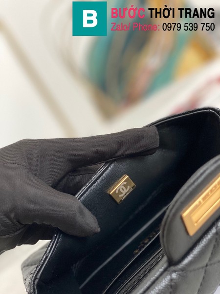 Túi xách Chanel Mini 2.55 Handbag siêu cấp da bê màu đen size 20cm - AS0874
