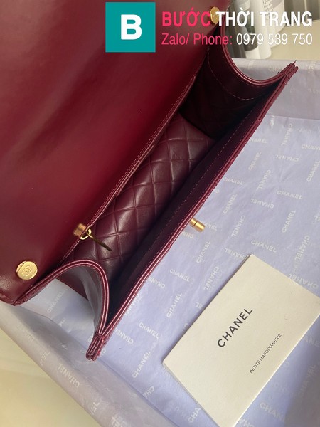 Túi xách Chanel Calfskin Small Plap Bag siêu cấp da bê màu đỏ đô size 23cm - AS2715 