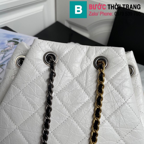 Túi xách Chanel Garbrielle siêu cấp da bê nhăn màu trắng size 24 cm 