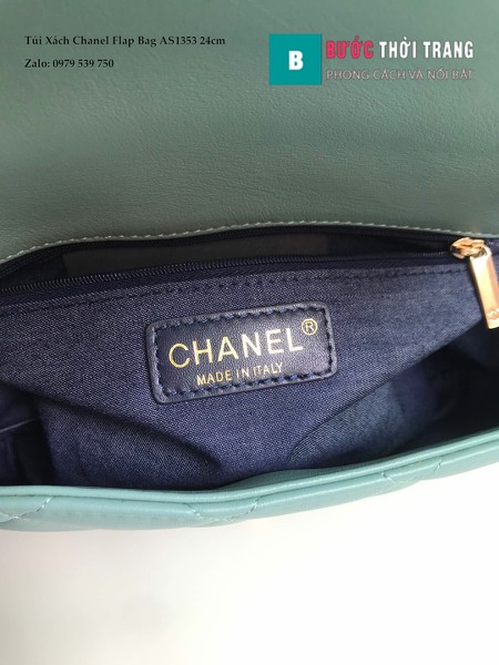 Túi Xách Chanel Flap Bag Siêu Cấp Da Cừu Màu Xanh Ngọc 24cm - AS1353